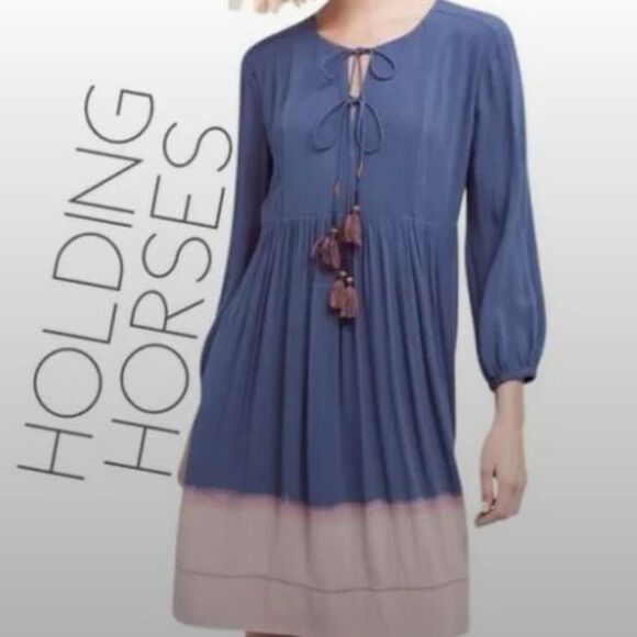 Anthropologie Holding Horses Ombré tassel peasant dress Women's size 4 - Picture 2 of 10